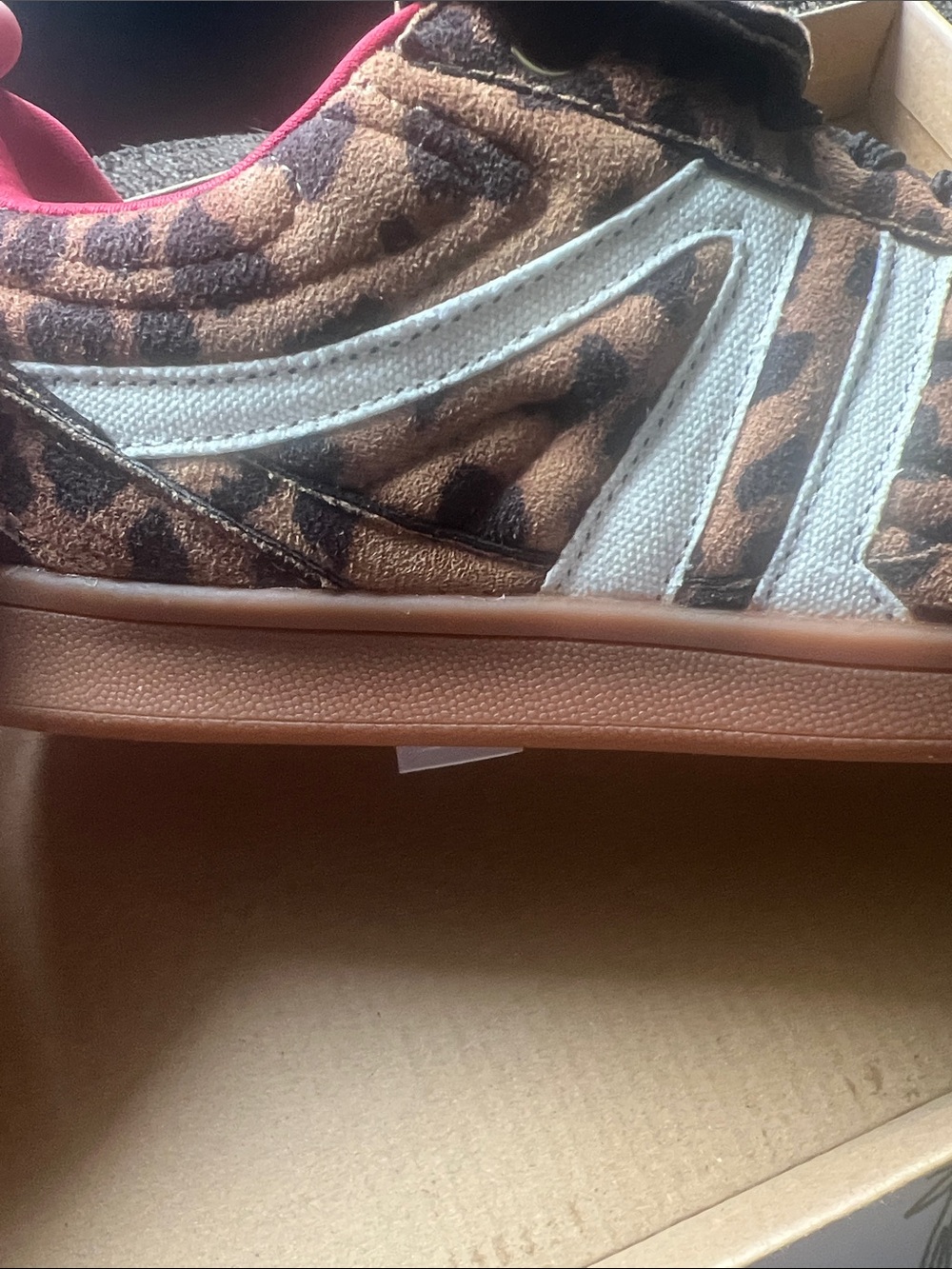Steve Madden Leopard Print Sneakers with White Stripes and Red Lining - Picture 7 of 10